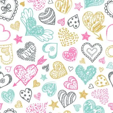 Pattern with colorful hearts. Stock Illustration