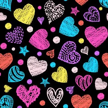 Pattern with colorful hearts. Stock Illustration