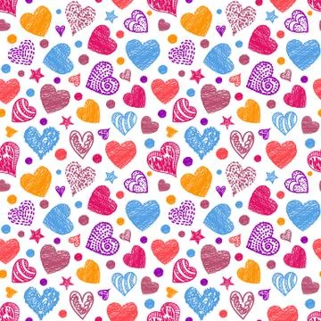 Pattern with colorful hearts. Stock Illustration