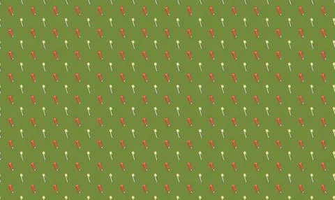 Pattern of colorful ice cream cones on green background Stock Illustration