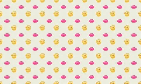 Pattern of colorful macarons on white background Stock Illustration