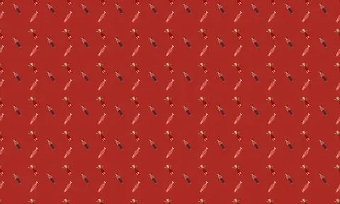 Pattern of colorful parrots on a red background Stock Illustration