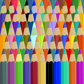 Pattern of colorful pencils. Background with colored pencils. Set of pencil. Stock Illustration