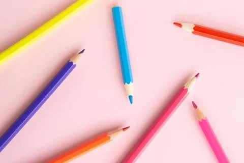 Pattern of colorful pencils. Stock Photos