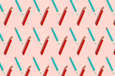 Pattern of colorful pencils. Stock Photos