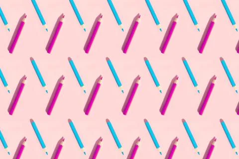 Pattern of colorful pencils. Stock Photos