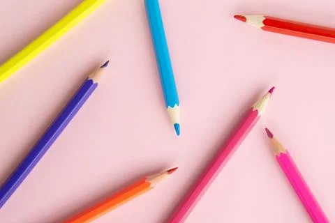 Pattern of colorful pencils. Stock Photos