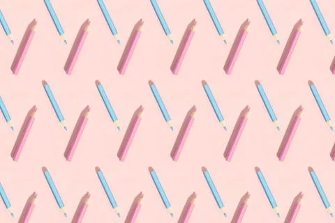 Pattern of colorful pencils. Stock Photos