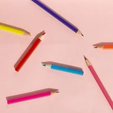 Pattern of colorful pencils. Stock Photos
