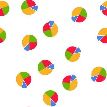 Pattern colorful pie chart presenting data analysis and market share Stock Illustration