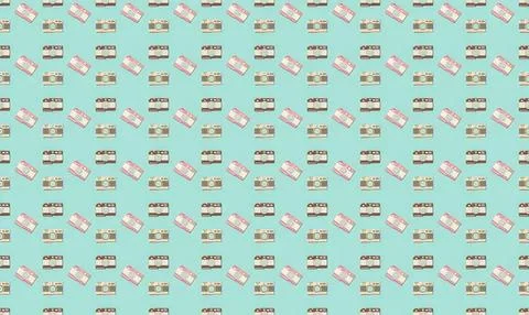Pattern of colorful pills and capsules on a light blue background Stock Illustration