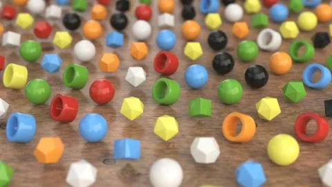 Pattern from colorful primitives on wooden surface Stock Illustration