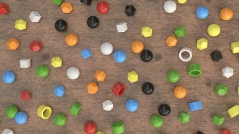 Pattern from colorful primitives on wooden surface Stock Illustration