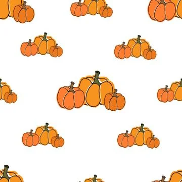 Pattern with colorful pumpkins on white background Stock Illustration