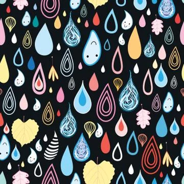 Pattern colorful raindrops Stock Illustration
