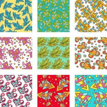 Pattern colorful set Stock Illustration