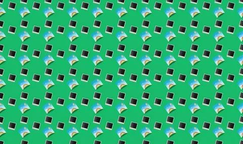 Pattern of colorful soda bottles on green background イラスト素材