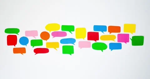Pattern of a colorful speech bubbles on a white background Stock Footage 335121450