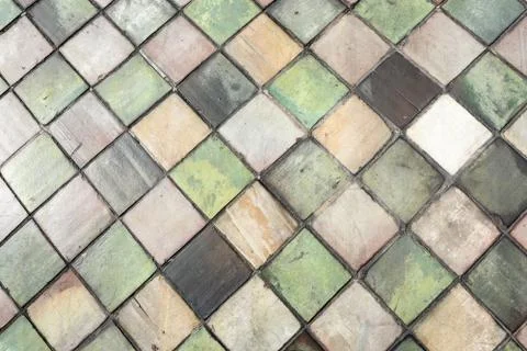 Pattern of colorful square ceramic tiles Stock Photos