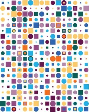 Pattern with colorful squares and dots 스톡 일러스트