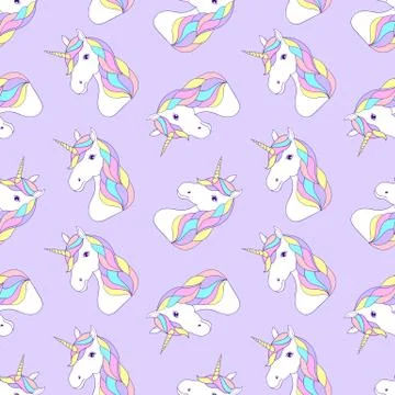 Pattern with colorful unicorns Stock Illustration