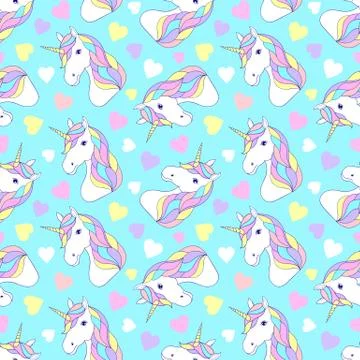Pattern with colorful unicorns Stock Illustration