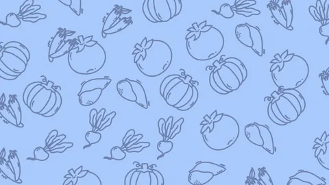 Pattern of colorful vegetables on a blue background. Perfect for food blog, reci Stock Footage 325608157
