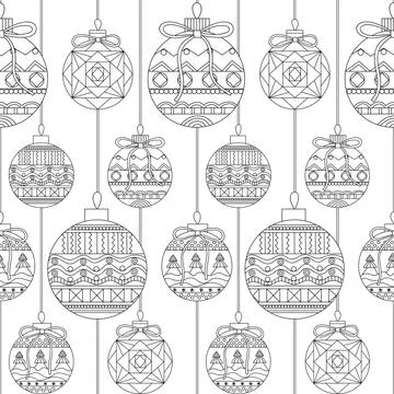 Pattern for coloring book. Christmas hand-drawn decorative elements in vector Stock Illustration