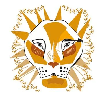 Pattern for coloring book. Hand drawn line flowers art of zodiac Leo. Horosco Stock Illustration