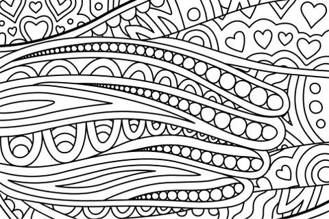 Pattern for Coloring book with hearts shapes Stock Illustration