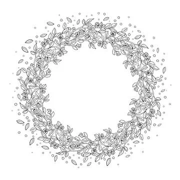 Pattern for coloring book. Leaves, berries. Ethnic, floral, retro, doodle Illustrazione stock