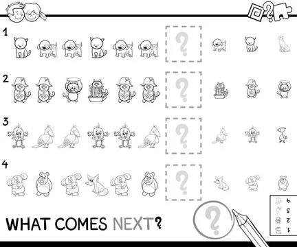 Pattern coloring page for kids Black and White Cartoon Illustration of Com... Stock Photos