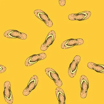Pattern comfort flip flops sketch hand drawn Stock Illustration