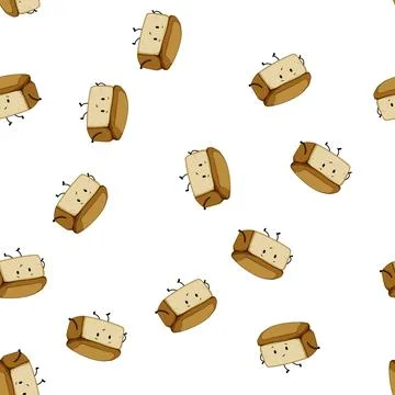 Pattern comic bread character cartoon vector Stock-Illustration
