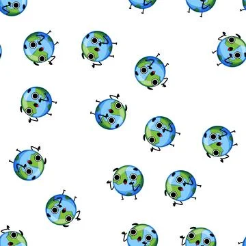 Pattern comic earth planet character cartoon vector Stock Illustration
