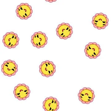 Pattern comic flower character cartoon vector 스톡 일러스트
