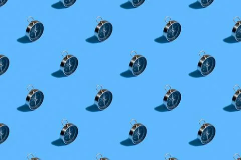 Pattern of compass. Trendy background of compass on a blue background. Colorf Stock Photos