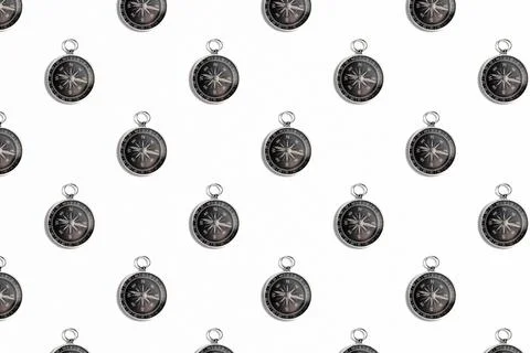 Pattern of compass. Trendy background of compass on a white background. Color Stock Photos