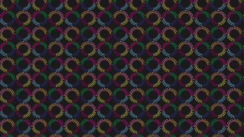 Pattern of concentric colored circles against a black background. Stock Illustration
