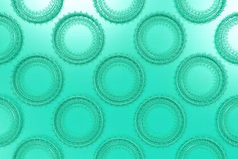 Pattern of concentric shapes made of rings and spirals on blue background イラスト素材