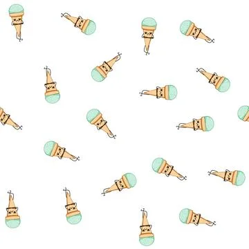 Pattern cone ice cream character cartoon vector Stock Illustration