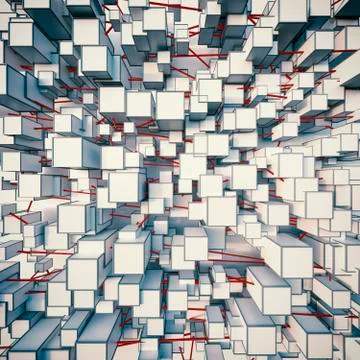 Pattern of connected angular shapes, 3D rendering Stock Illustration