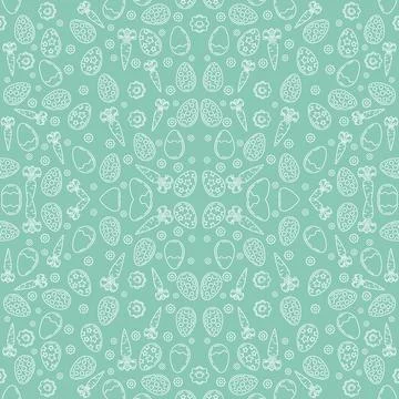 Pattern consisting of Easter eggs, flowers, carrot Stock Illustration