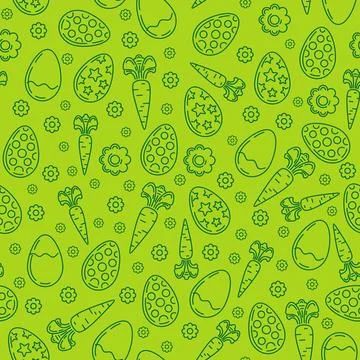 Pattern consisting of Easter eggs, flowers, carrot Stockillustratie