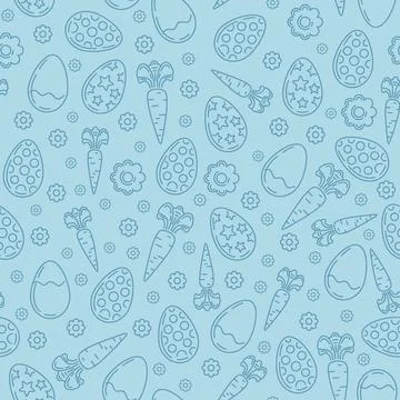 Pattern consisting of Easter eggs, flowers, carrot Stock Illustration