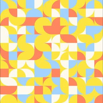 A pattern consisting of overlapping geometric shapes and lines, in yellow, 库存插图