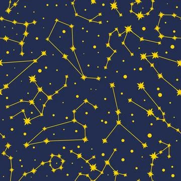 Pattern from constellations on a blue background Stock Illustration