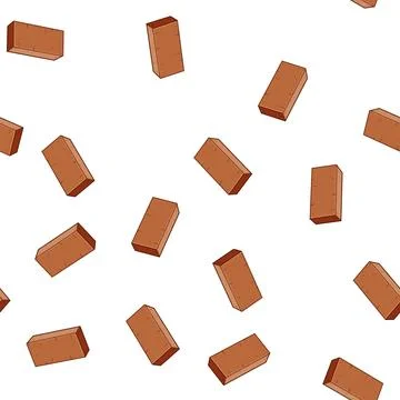 Pattern Construction brick standing upright on white background Stock Illustration