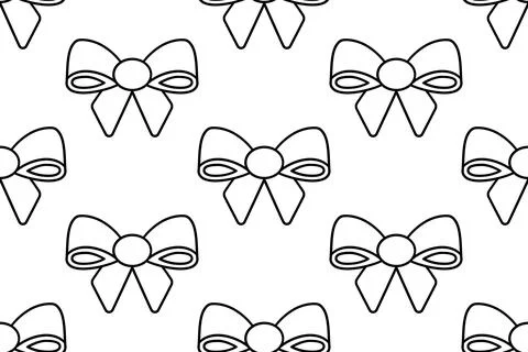 Pattern of Contour Bows. Seamless gift Print of satin tied Ribbon. Wrapping.. Stock Illustration