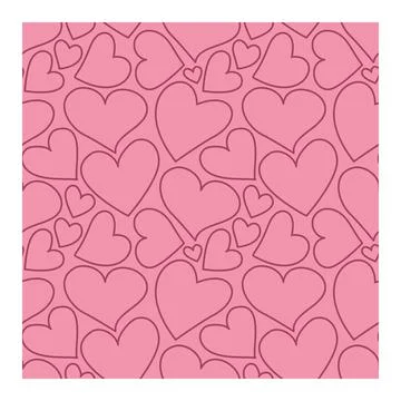 Pattern of contour hearts on a pink background with a white frame. Love symbol Stock Illustration